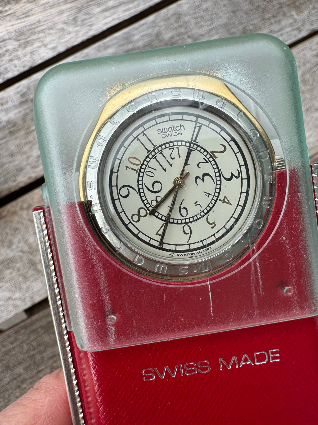 Swatch Irony Big RENVERSE YGG100, elegant vintage stainless steel