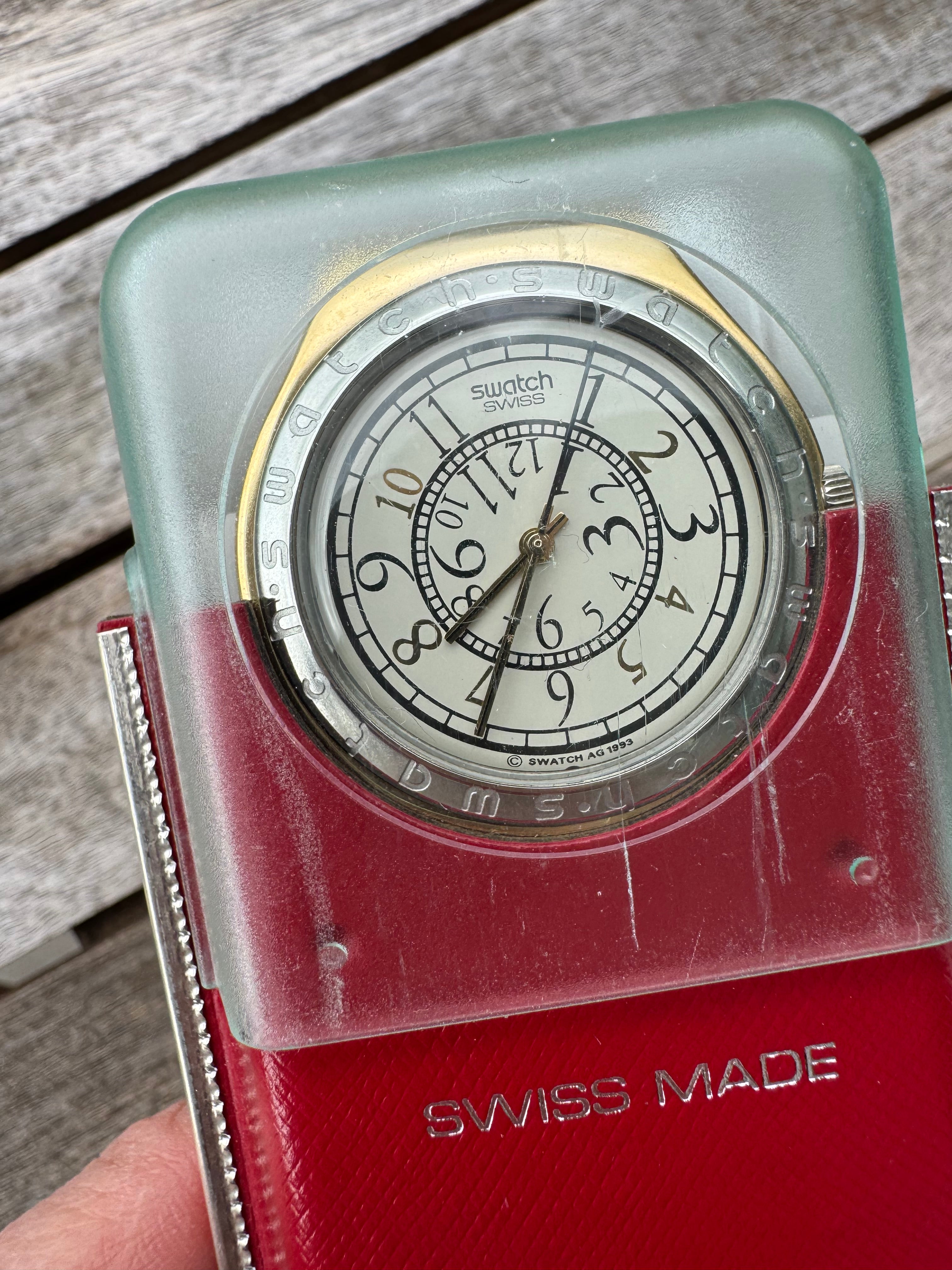 Swatch Irony Big RENVERSE YGG100, elegant vintage stainless steel