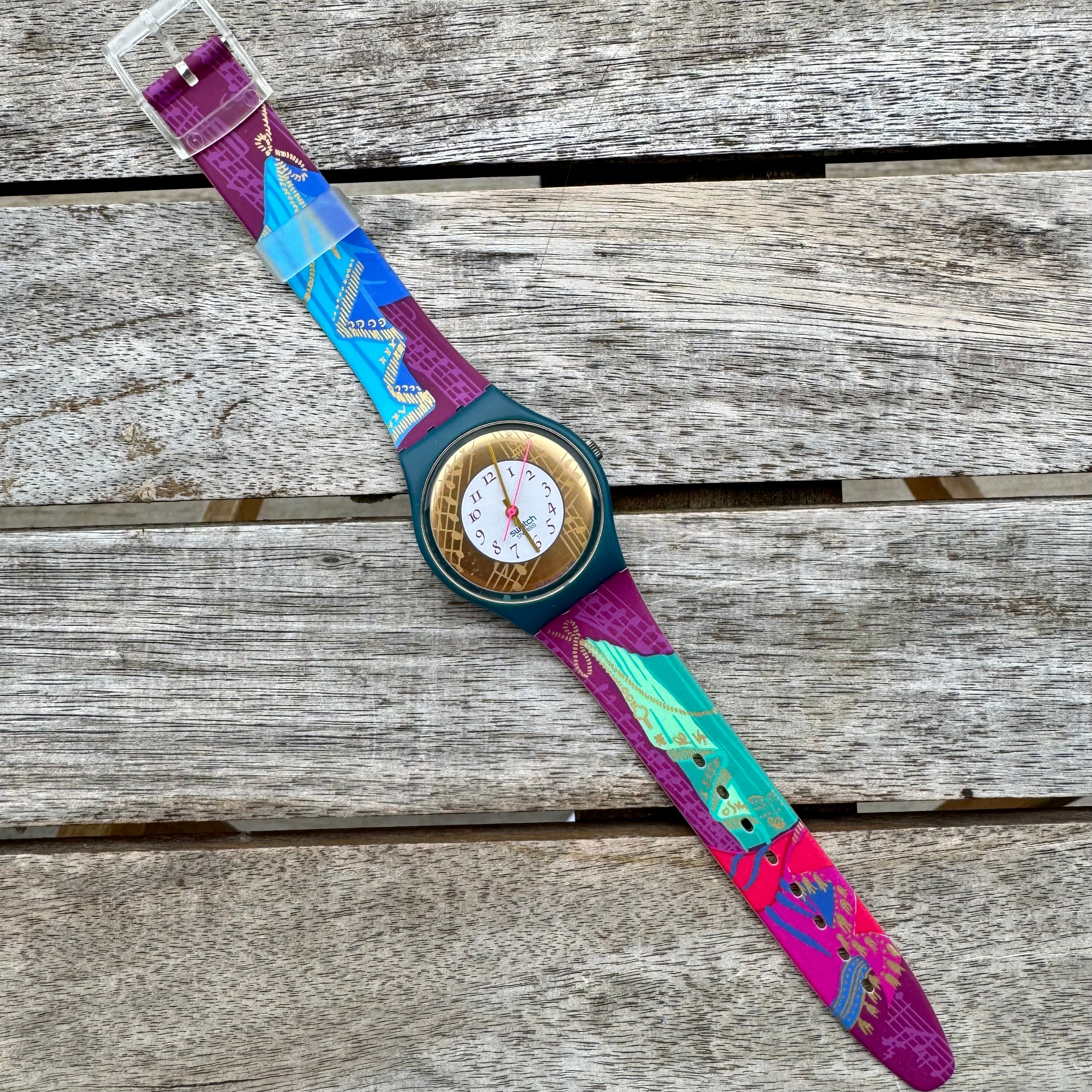 Swatch Palco GG119 Watch: Vibrant 1992 Collector's Item (NOS in Box)