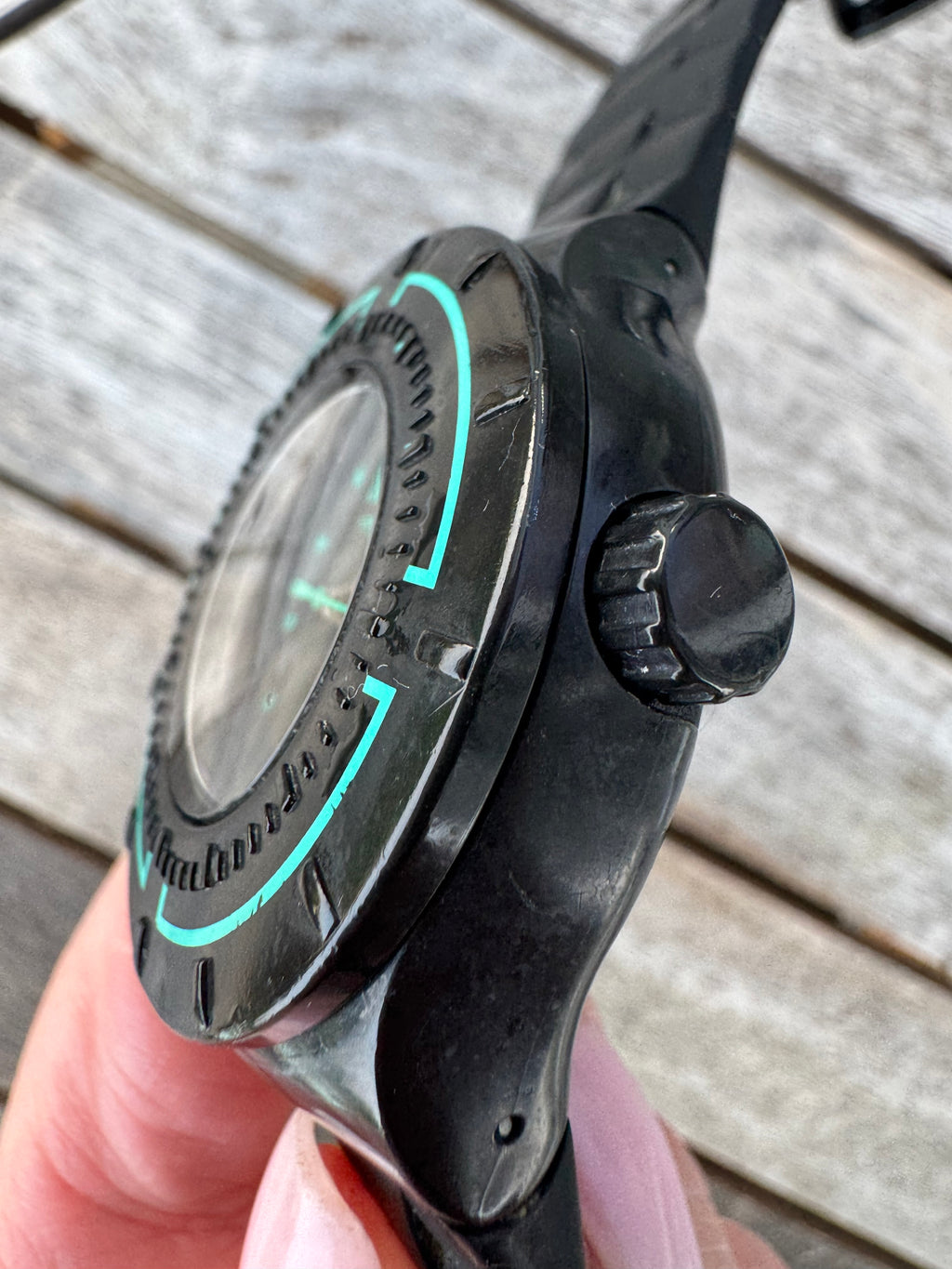 Rare Black Swatch Watch Scuba Libre Dark Water SUUB403