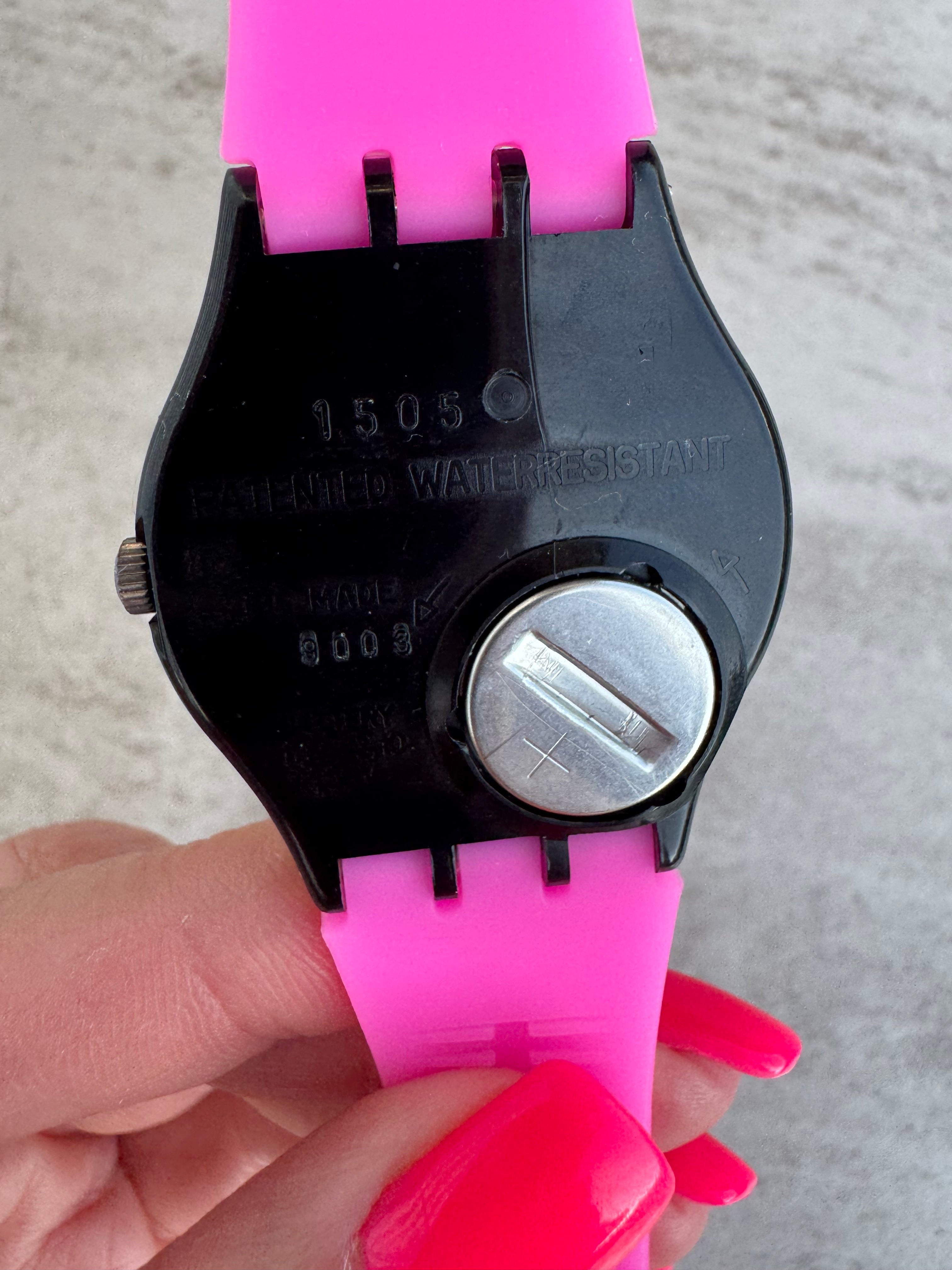 Vintage Swatch EAN Code GB143 Skeleton Watch Neon Colors